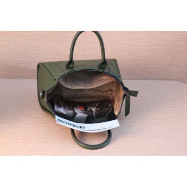 Genuine Leather Satchel Bag Green 75395