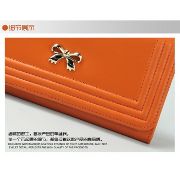 Genuine cowhide Leather Wallet Orange 65106