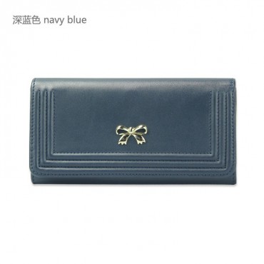 Genuine cowhide Leather Wallet Dark Blue 65106