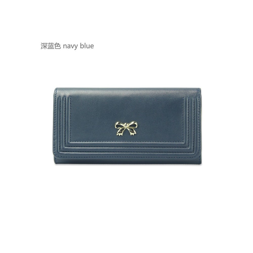 Genuine cowhide Leather Wallet Dark Blue 65106