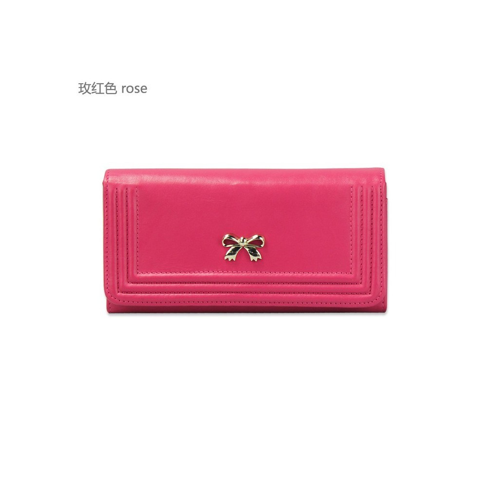 Genuine cowhide Leather Wallet Pink 65106