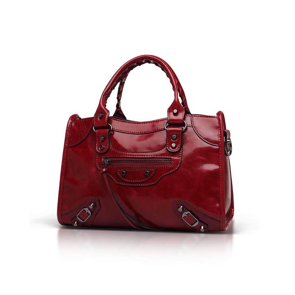 Elton Sac à Main Shopping Cabas en Vrai Cuir de Vache Rouge foncé 75313