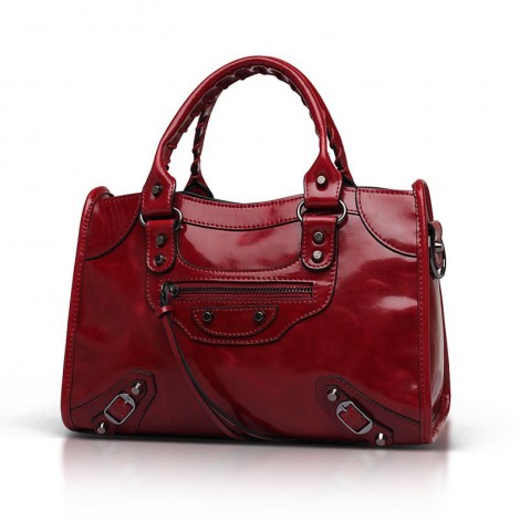 Elton Genuine Leather Tote Bag Dark Red 75313