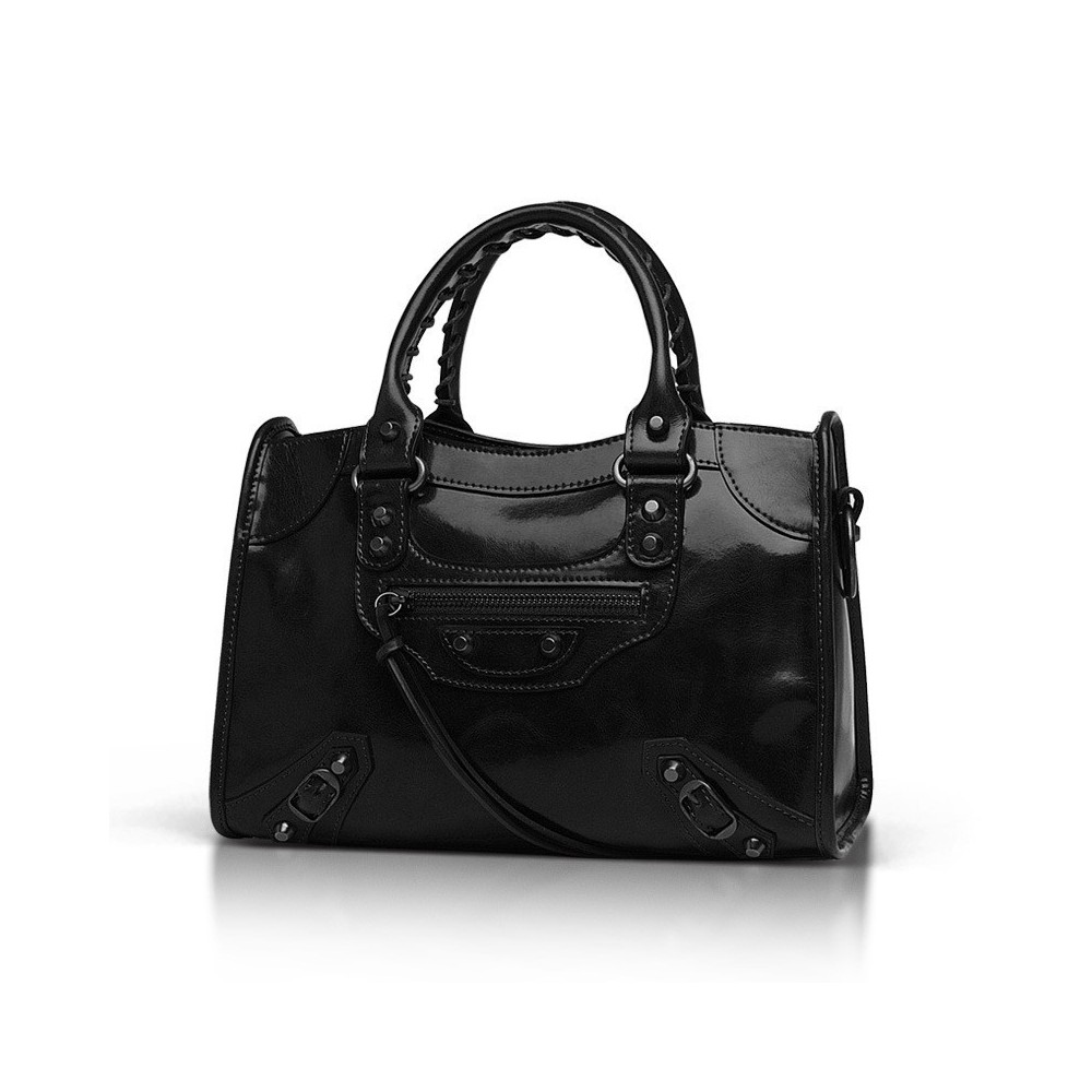 Elton Genuine Leather Tote Bag Black 75313