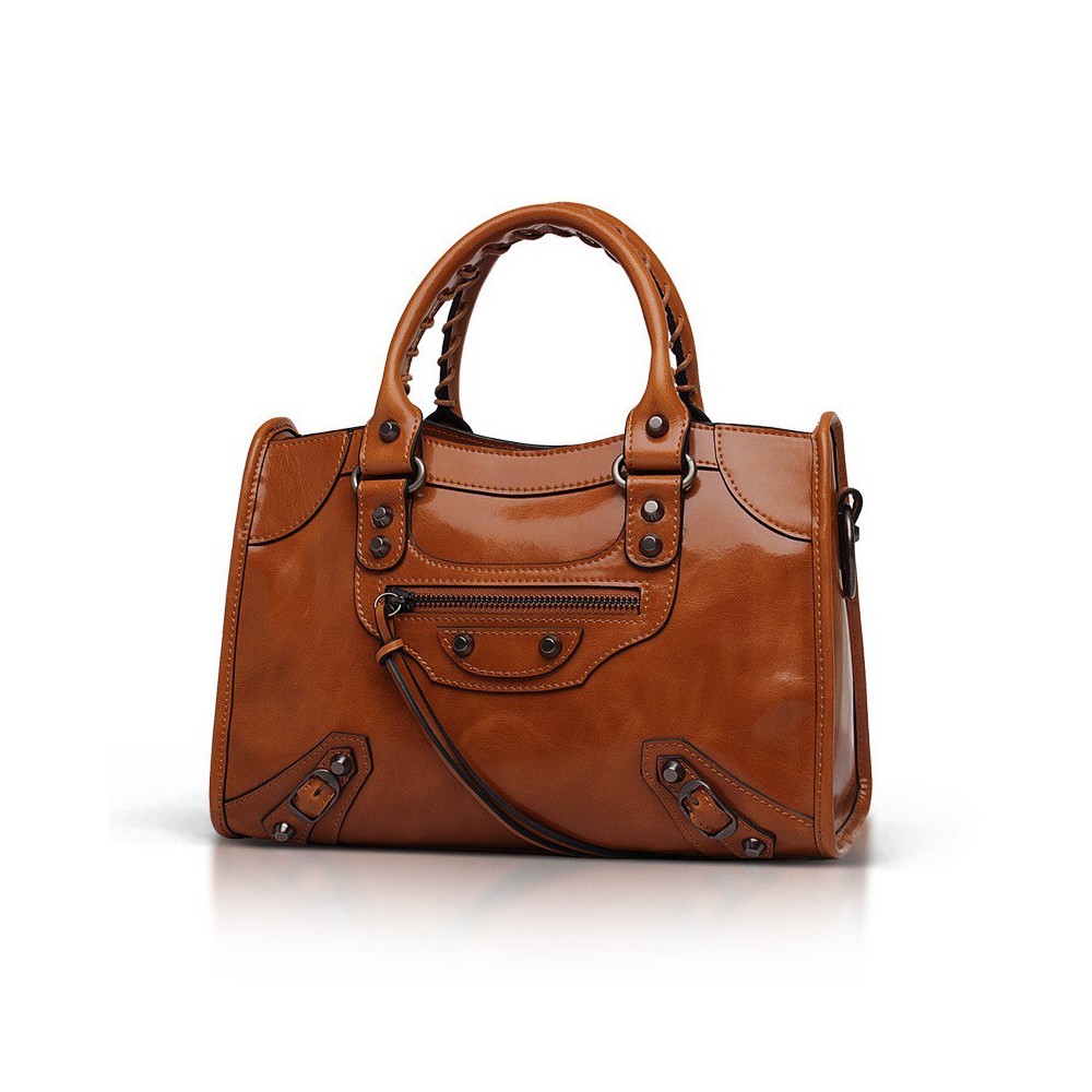 Elton Genuine Leather Tote Bag Brown 75313