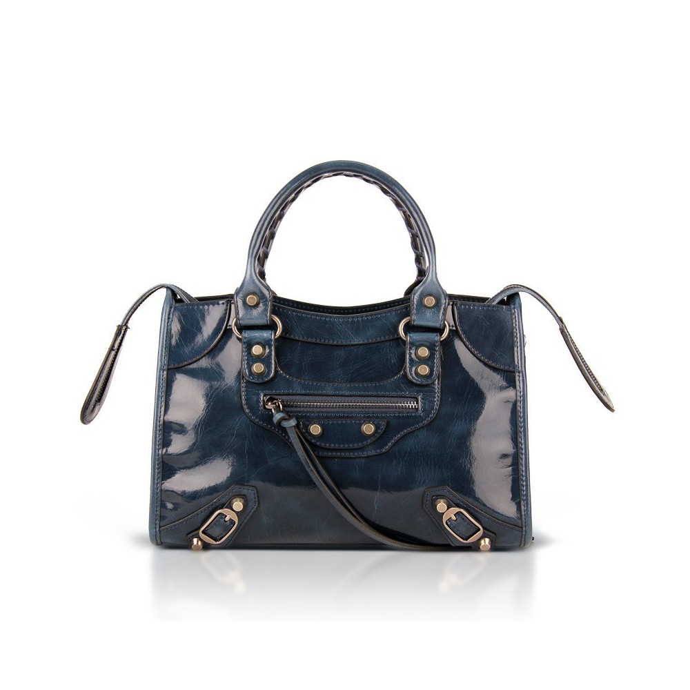 Elton Sac à Main Shopping Cabas en Vrai Cuir de Vache Bleu foncé 75313 Elton Sac à Main Shopping Cabas en Vrai Cuir de Vache Bleu foncé 75313