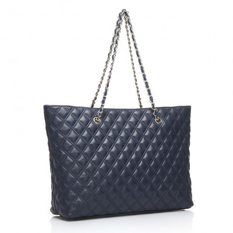 Evelyne Genuine Leather Tote Bag Blue 75141