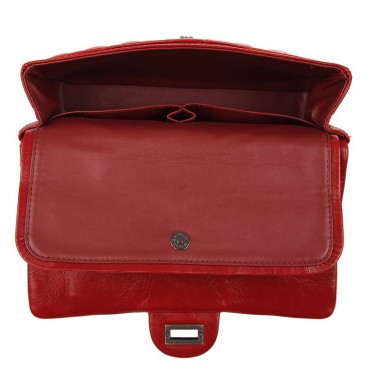 Edith Genuine Leather Shoulder Bag Dark Red  75142