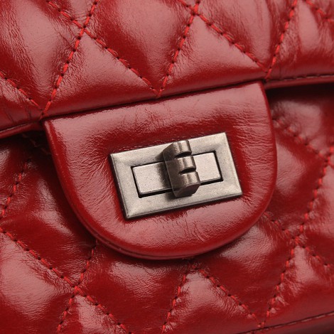 Edith Genuine Leather Shoulder Bag Dark Red  75142