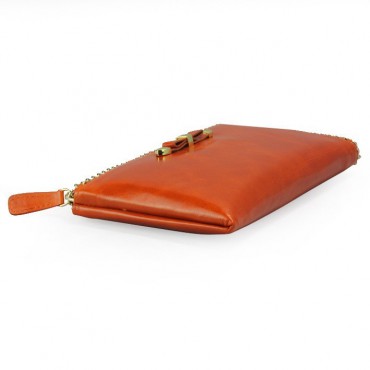 Genuine cowhide Leather Wallet  Orange 65107