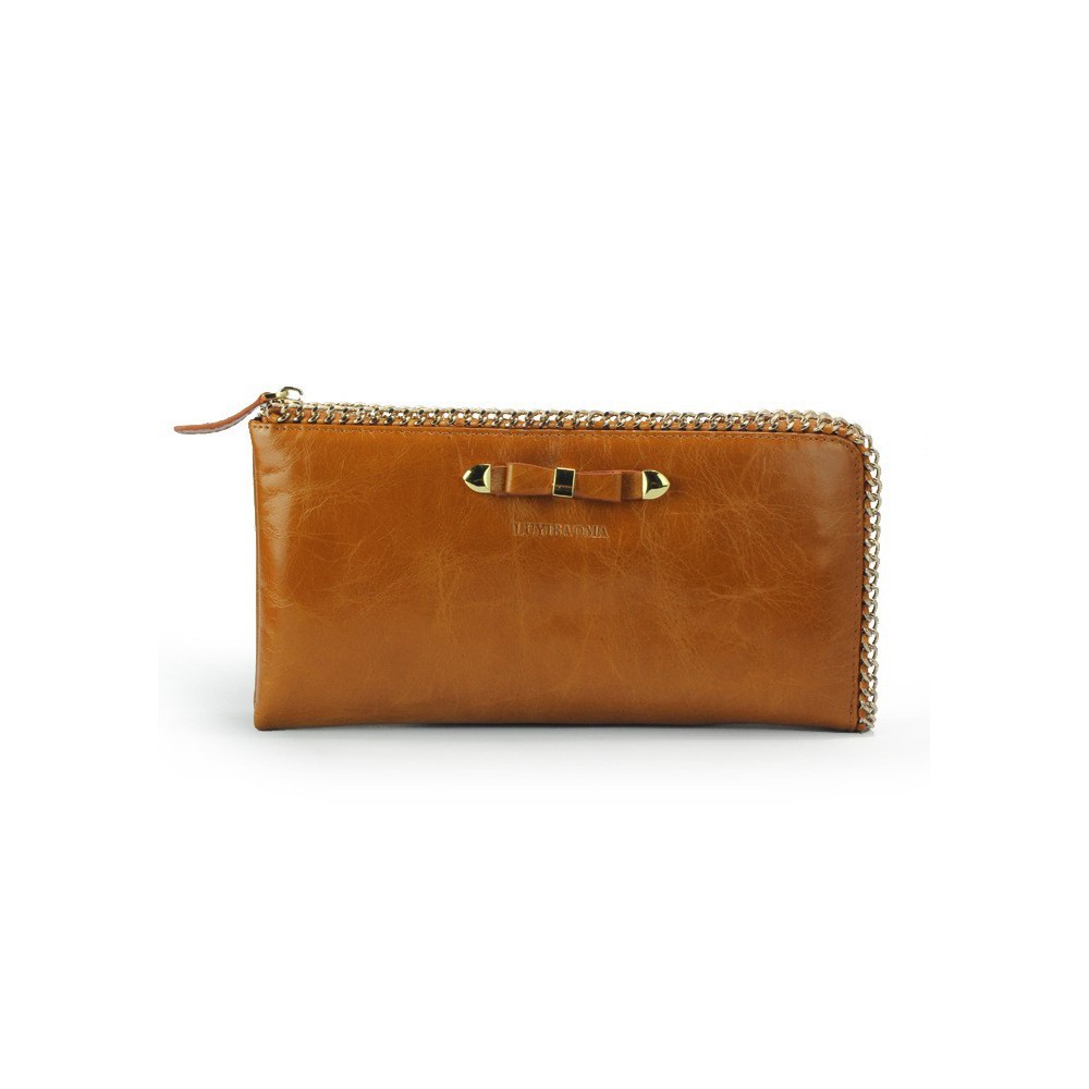 Genuine cowhide Leather Wallet Khaki 65107