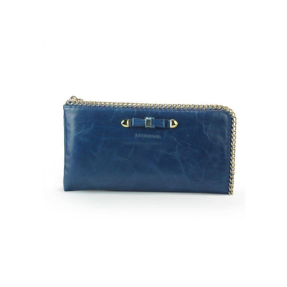 Genuine cowhide Leather Wallet Dark Blue 65107