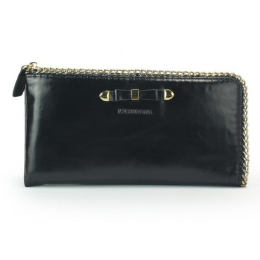 Genuine cowhide Leather Wallet Black 65107