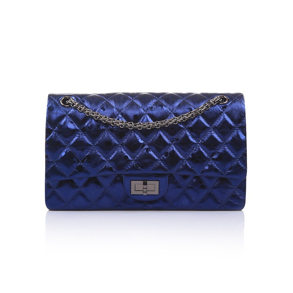 Aveline Sac à Main Porté Épaule en Vrai Cuir de Vache Bleu 75143