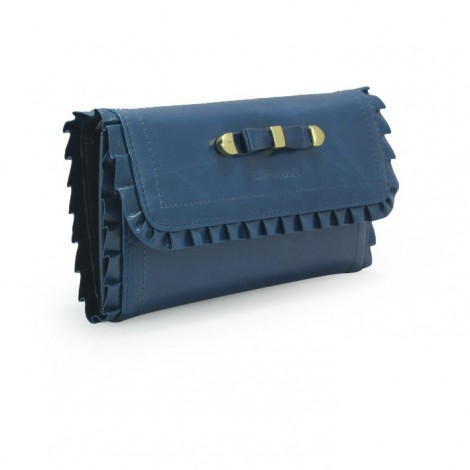 Genuine cowhide Leather Wallet Blue 65109
