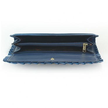 Genuine cowhide Leather Wallet Blue 65109