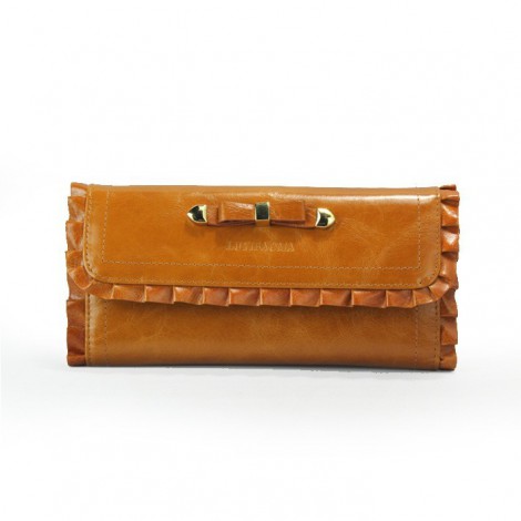 Genuine cowhide Leather Wallet Khaki 65109