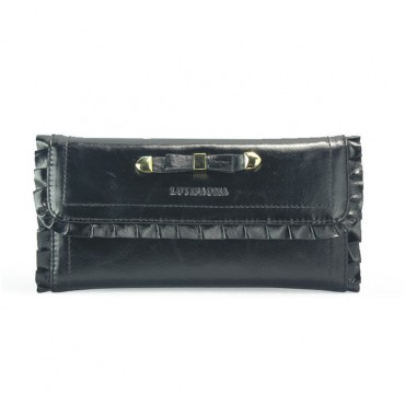 Genuine cowhide Leather Wallet Black 65109