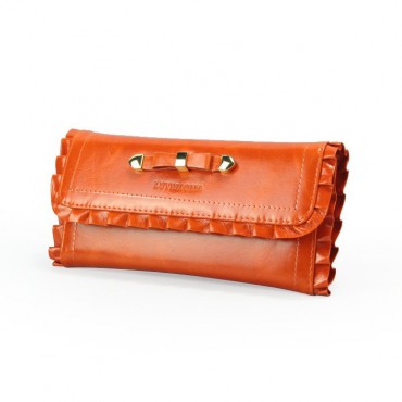 Genuine cowhide Leather Wallet Orange 65109