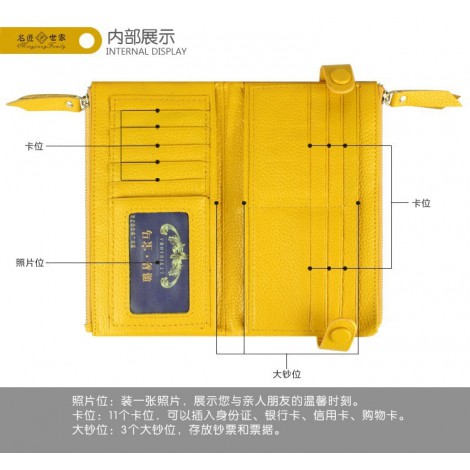 Genuine cowhide Leather Wallet Yellow 65110
