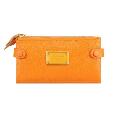 Genuine cowhide Leather Wallet Orange 65110