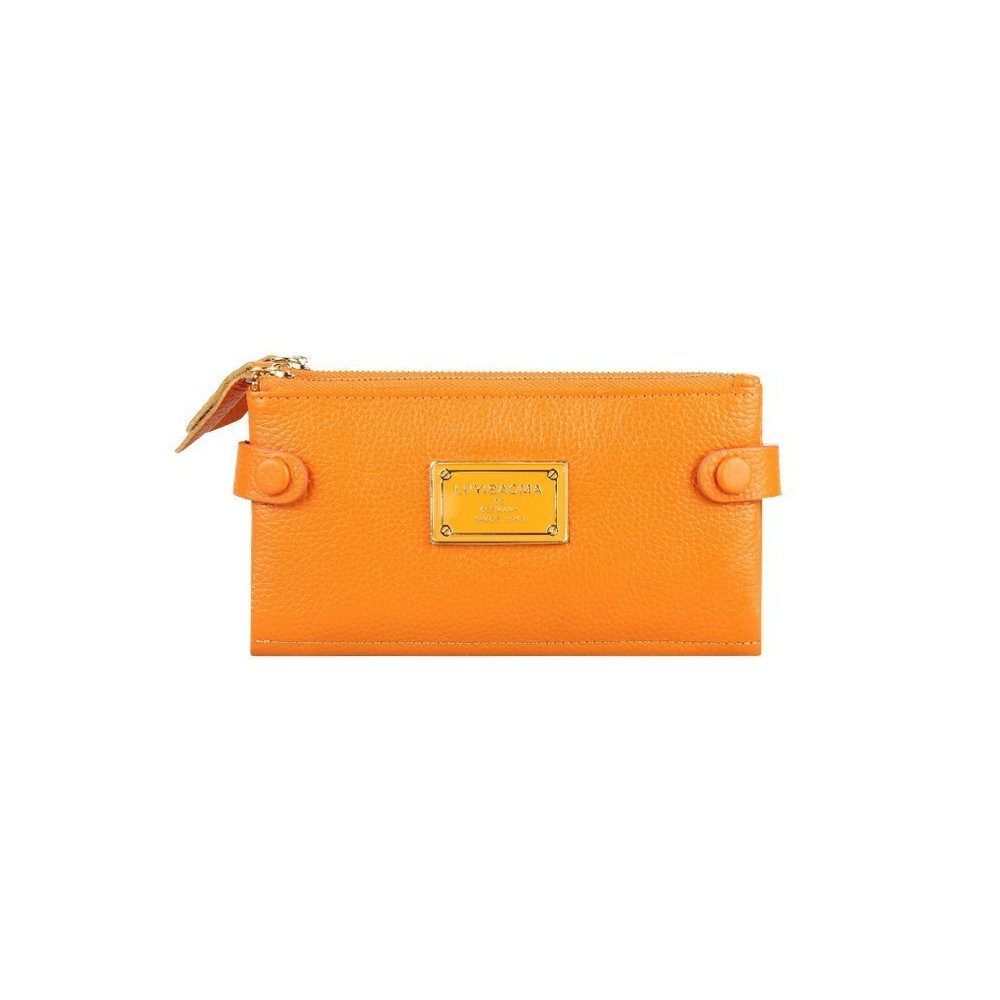 Genuine cowhide Leather Wallet Orange 65110