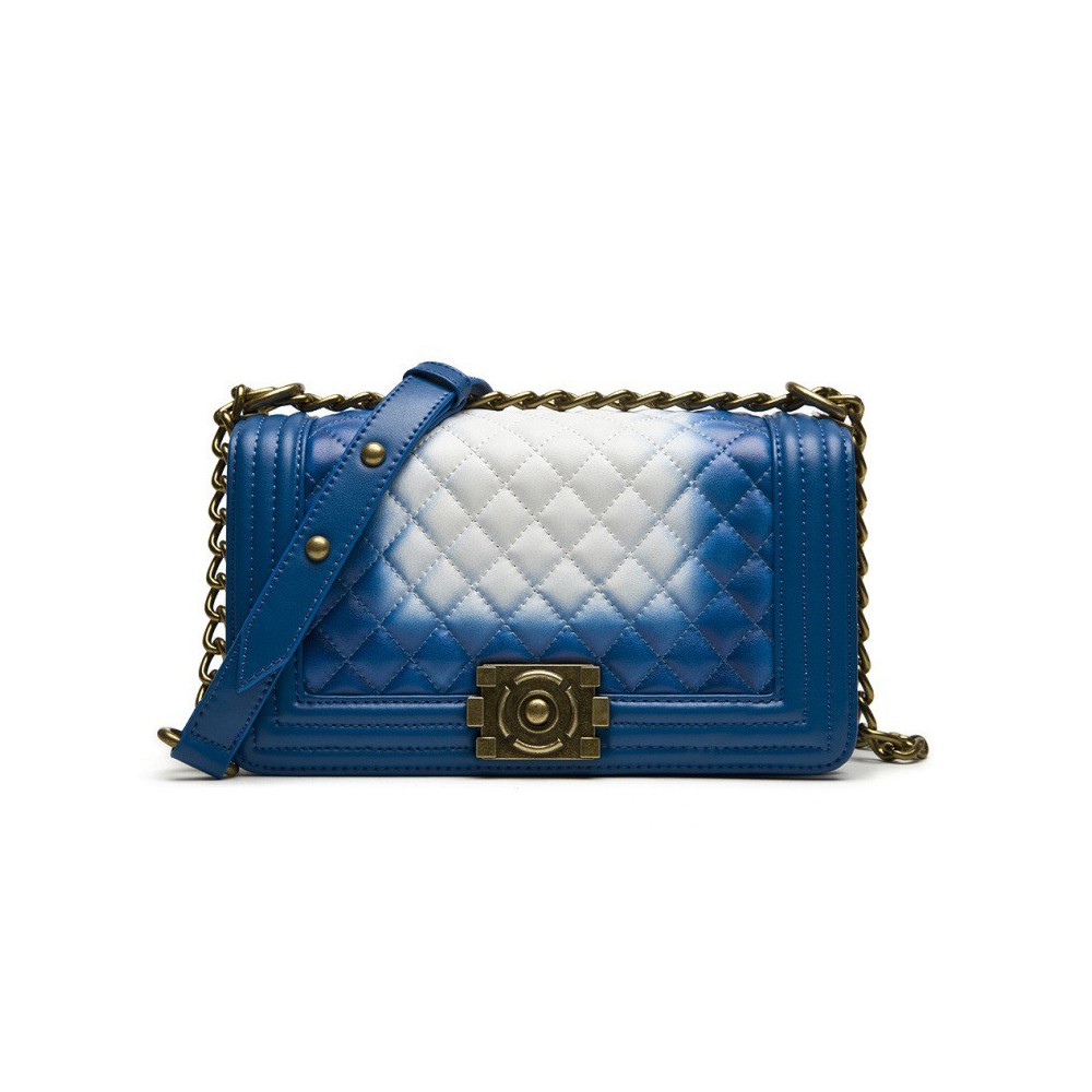 Angeline Genuine Leather Shoulder Bag Blue White 75145