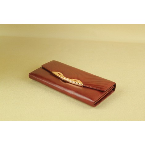 Genuine cowhide Leather Wallet Brown 65112