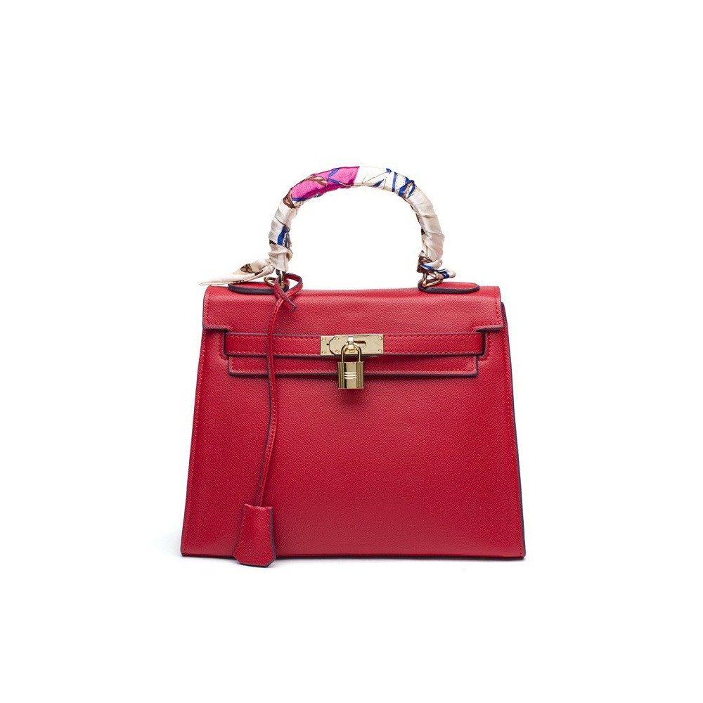 Capucine Sac à Main Cartable en Vrai Cuir de Vache Rouge 75165