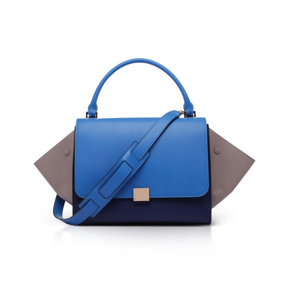 Elizabeth Sac à Main Cartable en Vrai Cuir de Vache Bleu 75319