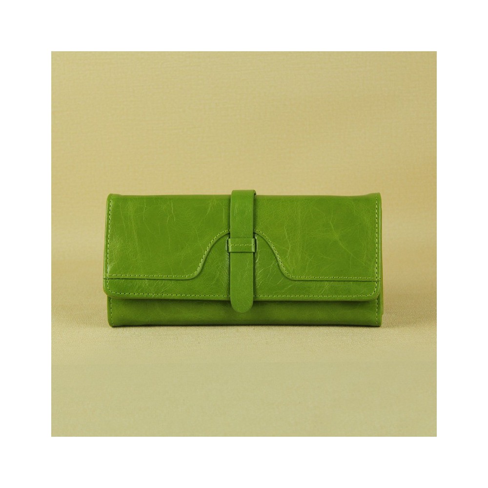 Genuine cowhide Leather Wallet Green 65113