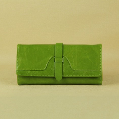Genuine cowhide Leather Wallet Green 65113