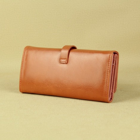 Genuine Cowhide Leather Wallet Camel Color 65113