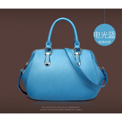Genuine Leather Tote Bag Blue 75557