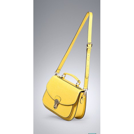 Genuine Leather Tote Bag Yellow 75558