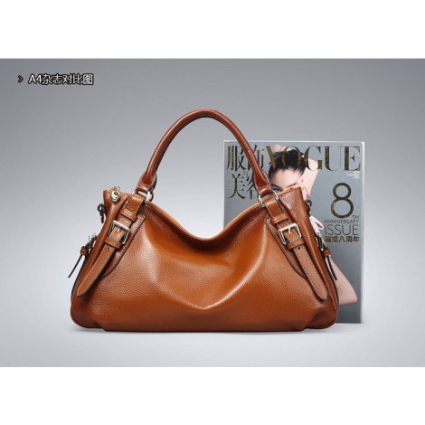 Genuine Leather Tote Bag Brown 75559