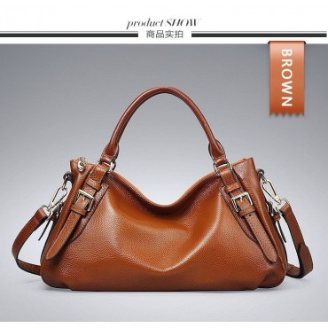Genuine Leather Tote Bag Brown 75559