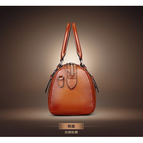 Genuine Leather Tote Bag Brown 75561