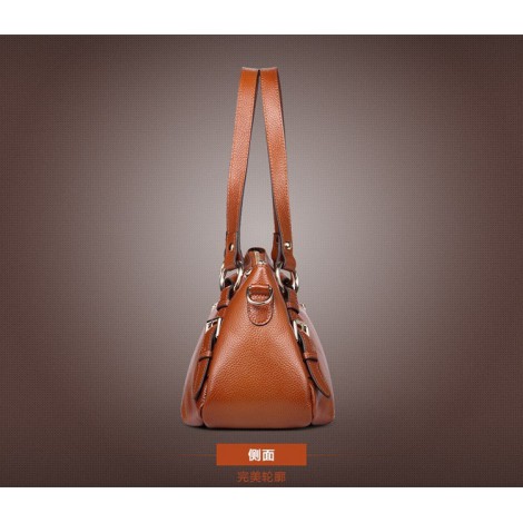 Genuine Leather Tote Bag Brown 75565