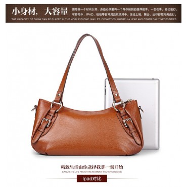 Genuine Leather Tote Bag Brown 75565