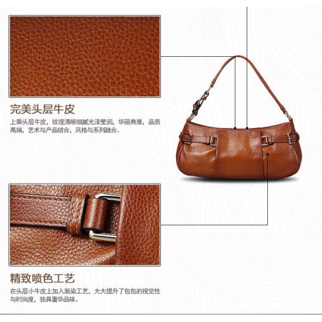 Genuine Leather Tote Bag Brown 75568