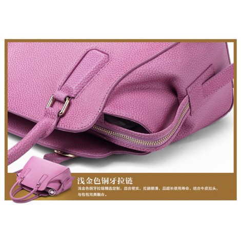 Genuine Leather Tote Bag Magenta 75569