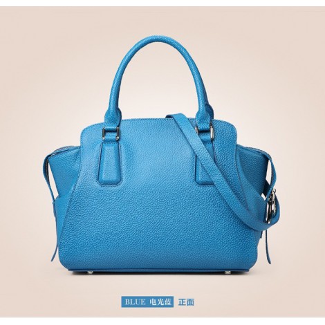 Genuine Leather Tote Bag Blue 75569