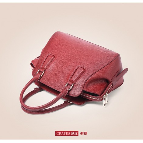 Genuine Leather Tote Bag Dark Red 75569