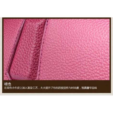 Genuine Leather Tote Bag Magenta 75572