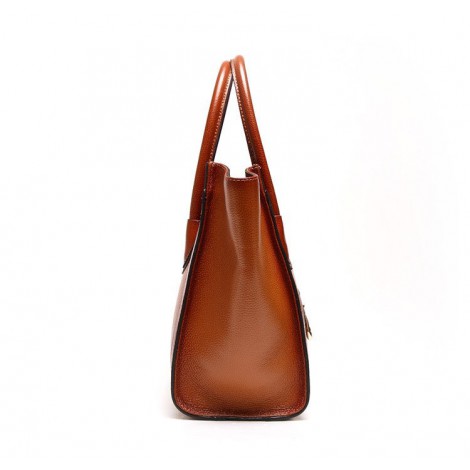 Genuine Leather Satchel Bag Brown 75573