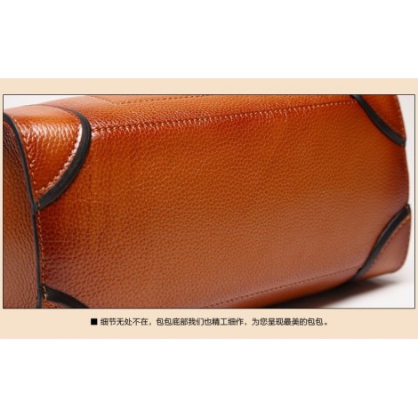 Genuine Leather Satchel Bag Brown 75573