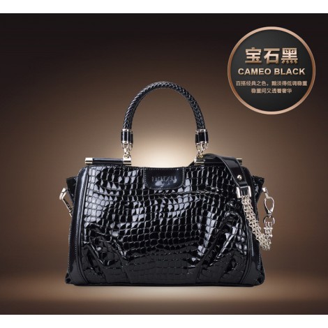 Genuine Leather Tote Bag Black 75574