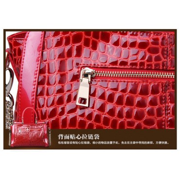 Genuine Leather Tote Bag Red 75574