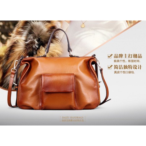 Genuine Leather Tote Bag Brown 75575